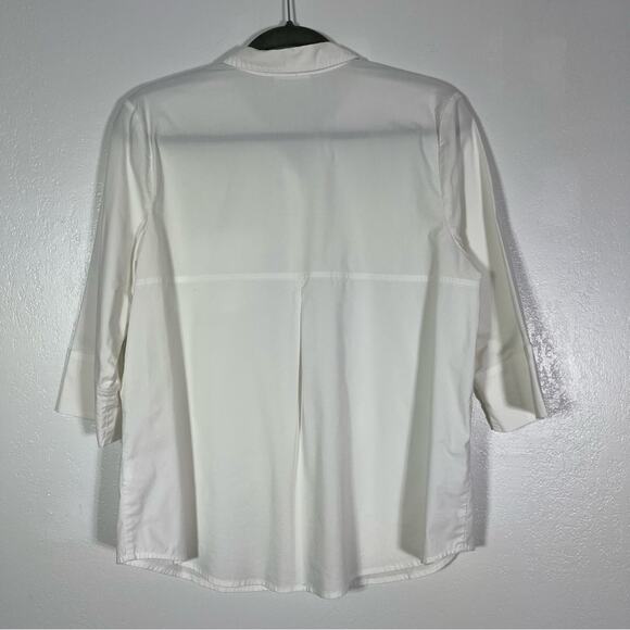 J.Jill White Shirt Collection, Native American Beading on Collar. Size Medium. - Picture 5 of 7